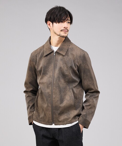 ABAHOUSE GRAY（アバハウスグレイ）の「【ネオレザー】ヴィンテージライク ジップブルゾン（ブルゾン・メンズ・ブラウン/グレー/ブラック・46/48/50）」の6枚目の写真