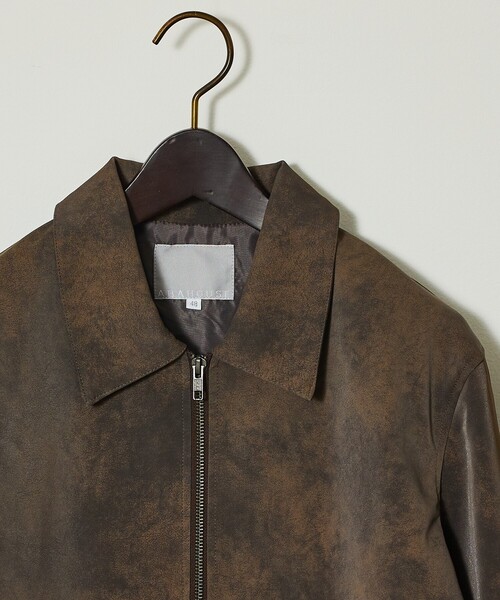 ABAHOUSE GRAY（アバハウスグレイ）の「【ネオレザー】ヴィンテージライク ジップブルゾン（ブルゾン・メンズ・ブラウン/グレー/ブラック・46/48/50）」の9枚目の写真