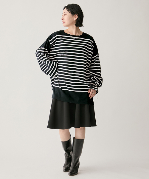 VERMEIL par iena（ヴェルメイユパーイエナ）の「ジャージボンディングフレアスカート（スカート・レディース・ブラック・38/36）」の2枚目の写真