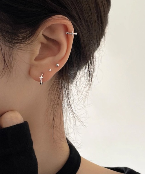 436584】クロスリングミニフープピアス/ペア(RZ)（ピアス（両耳用