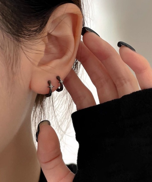 436584】クロスリングミニフープピアス/ペア(RZ)（ピアス（両耳用