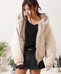 ファー使い クロップド フードブルゾン / Fur-Trimmed Cropped Hooded Blouson