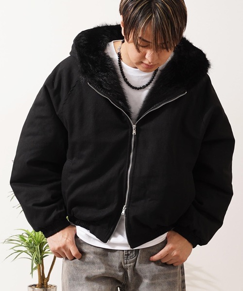 セール】ファー使い クロップド フードブルゾン / Fur-Trimmed Cropped