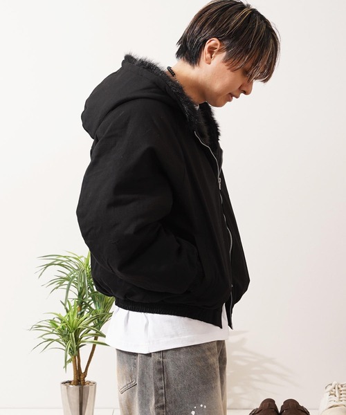 セール】ファー使い クロップド フードブルゾン / Fur-Trimmed Cropped