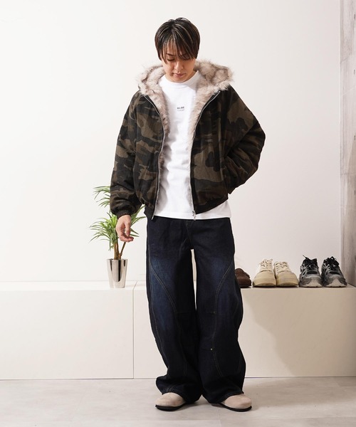 セール】ファー使い クロップド フードブルゾン / Fur-Trimmed Cropped