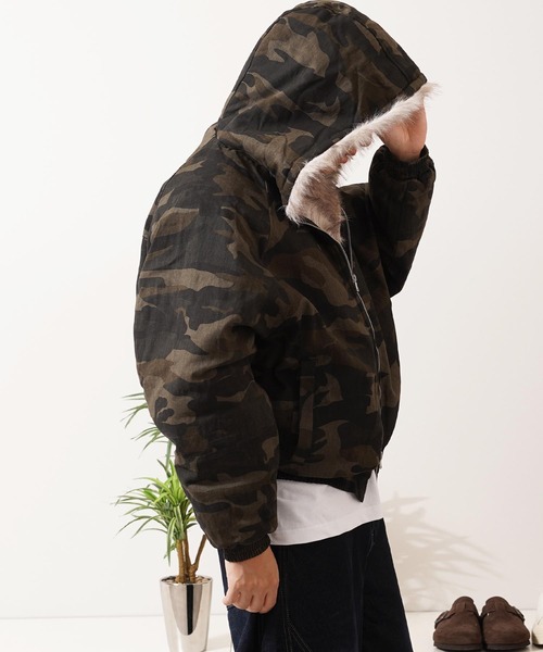 セール】ファー使い クロップド フードブルゾン / Fur-Trimmed Cropped