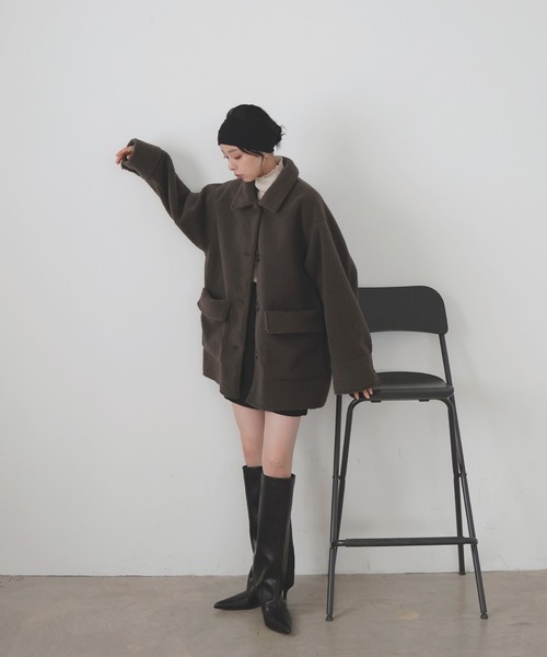 LIAN（リアン）の「ボアムートンステンカラーコート（ムートンコート・レディース・ブラウン/アイボリー/ブラック/チャコールグレー・FREE）」の14枚目の写真