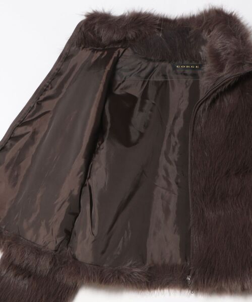 GORGE（ゴージ）の「《ふわつやシャギー質感》レディース フェイクファー ブルゾン あったかアウター 秋冬（ブルゾン・レディース・ブラウン/チャコール・F）」の4枚目の写真