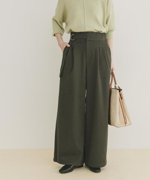 ITEMS URBANRESEARCH（アイテムズ アーバンリサーチ）の「アシメベルトデザインパンツ（その他パンツ・レディース・ブラック/ブラウン・MEDIUM/SMALL）」の2枚目の写真