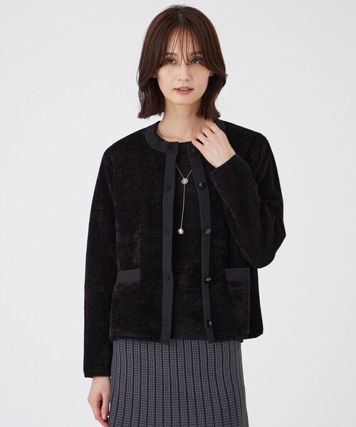 TRANS WORK(トランスワーク)の「【L】【ウォッシャブル】モールヤーン×TEXBRIDアウター(カーディガン/ボレロ・レディース・ベージュ・44/46)」の2枚目の写真