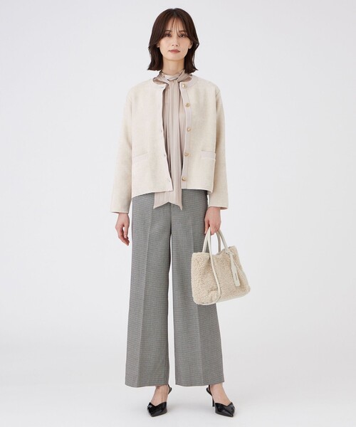 TRANS WORK(トランスワーク)の「【L】【ウォッシャブル】モールヤーン×TEXBRIDアウター(カーディガン/ボレロ・レディース・ベージュ・44/46)」の6枚目の写真