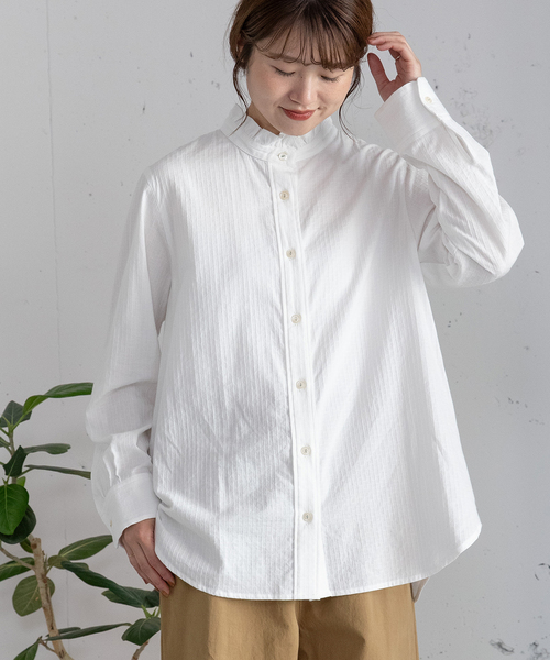 POU DOU DOU（プードゥドゥ）の「スタンドフリルブラウス（シャツ/ブラウス・レディース・オフホワイト/ブラック/ネイビー・M）」の15枚目の写真