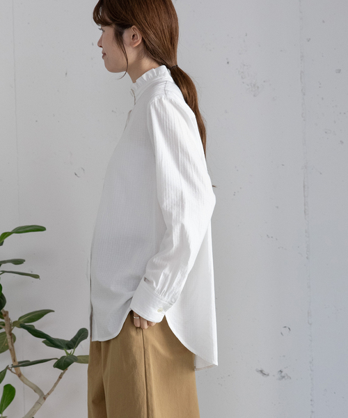 POU DOU DOU（プードゥドゥ）の「スタンドフリルブラウス（シャツ/ブラウス・レディース・オフホワイト/ブラック/ネイビー・M）」の16枚目の写真