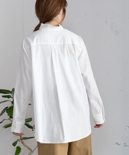 POU DOU DOU（プードゥドゥ）の「スタンドフリルブラウス（シャツ/ブラウス・レディース・オフホワイト/ブラック/ネイビー・M）」の17枚目の写真