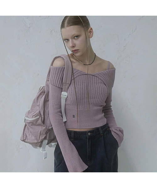 AVANDRESS(アバンドレス )の「Seul Sailor Off shoulder Knit - 4COL(ニット/セーター・レディース・ブルー/ブラック/アイボリー/ピンク・FREE)」の4枚目の写真