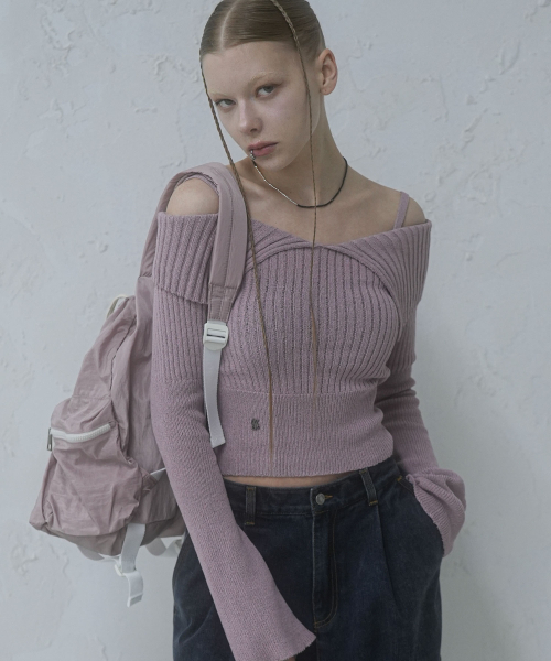 AVANDRESS(アバンドレス )の「Seul Sailor Off shoulder Knit - 4COL(ニット/セーター・レディース・ブルー/ブラック/アイボリー/ピンク・FREE)」の8枚目の写真