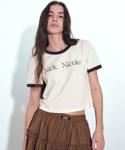 NICK&NICOLE(ニックアンドニコール)の「NICOLE PRINTING RINGER CROP TOP_CREAM BROWN(Tシャツ/カットソー・レディース・その他・FREE)」の1枚目の写真