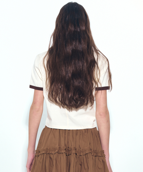 NICK&NICOLE(ニックアンドニコール)の「NICOLE PRINTING RINGER CROP TOP_CREAM BROWN(Tシャツ/カットソー・レディース・その他・FREE)」の3枚目の写真