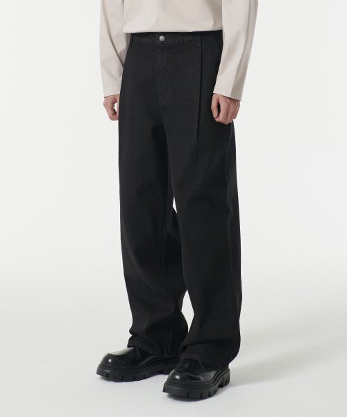 MUSINSA STANDARD（ムシンサスタンダード）の「ディープタックワイドデニムパンツ [ロー ブラック]（デニムパンツ・メンズ・その他・40/33/26/27/28/29/38/36/34/32/30/31）」の9枚目の写真
