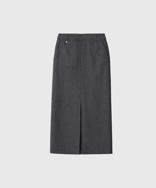 LOOKAST（ルックキャスト）の「レイナスリットウールスカート_チャコール（スカート・レディース・チャコール・SMALL/MEDIUM）」の3枚目の写真