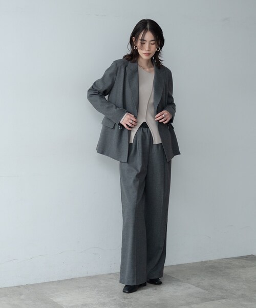 GALLEST(ギャレスト)の「Comfy SET UP|ダブルブレストジャケット【再入荷/セットアップ対応/通勤/カセット服】(テーラードジャケット・レディース・ダークグレー/ブラウン系/ブラック・36/38/40)」の4枚目の写真