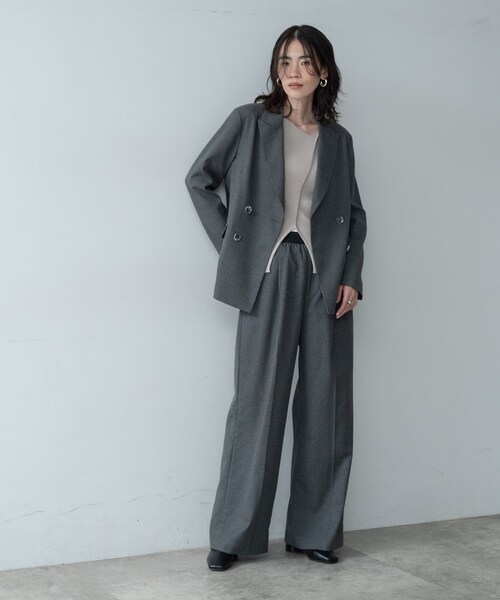 GALLEST(ギャレスト)の「Comfy SET UP|ダブルブレストジャケット【再入荷/セットアップ対応/通勤/カセット服】(テーラードジャケット・レディース・ダークグレー/ブラウン系/ブラック・36/38/40)」の6枚目の写真