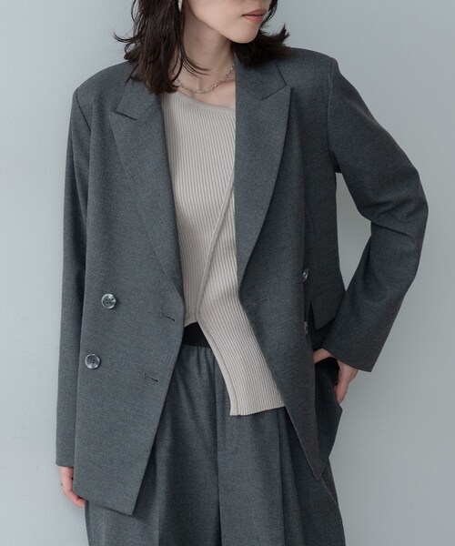 GALLEST(ギャレスト)の「Comfy SET UP|ダブルブレストジャケット【再入荷/セットアップ対応/通勤/カセット服】(テーラードジャケット・レディース・ダークグレー/ブラウン系/ブラック・36/38/40)」の9枚目の写真
