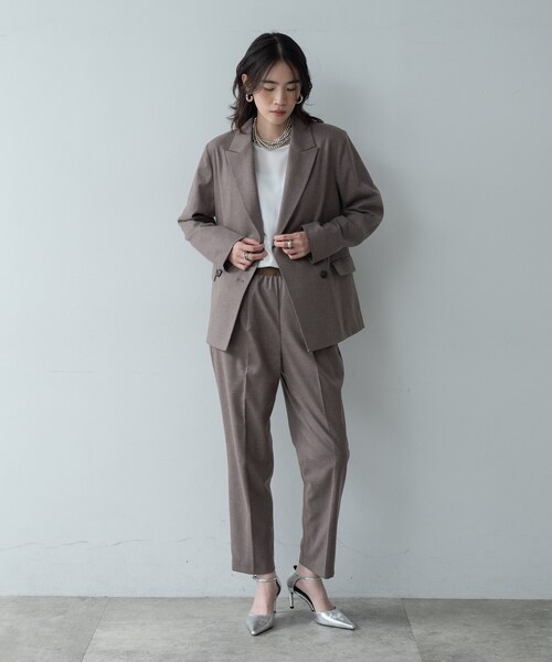 GALLEST(ギャレスト)の「Comfy SET UP|ダブルブレストジャケット【再入荷/セットアップ対応/通勤/カセット服】(テーラードジャケット・レディース・ダークグレー/ブラウン系/ブラック・36/38/40)」の13枚目の写真