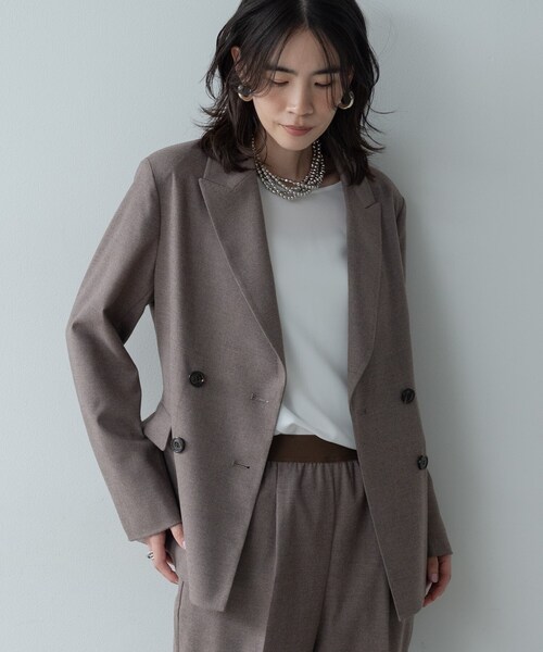 GALLEST(ギャレスト)の「Comfy SET UP|ダブルブレストジャケット【再入荷/セットアップ対応/通勤/カセット服】(テーラードジャケット・レディース・ダークグレー/ブラウン系/ブラック・36/38/40)」の16枚目の写真