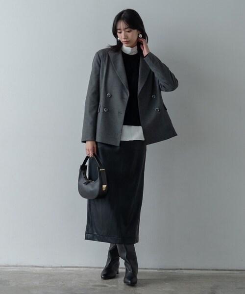 GALLEST(ギャレスト)の「Comfy SET UP|ダブルブレストジャケット【再入荷/セットアップ対応/通勤/カセット服】(テーラードジャケット・レディース・ダークグレー/ブラウン系/ブラック・36/38/40)」の18枚目の写真