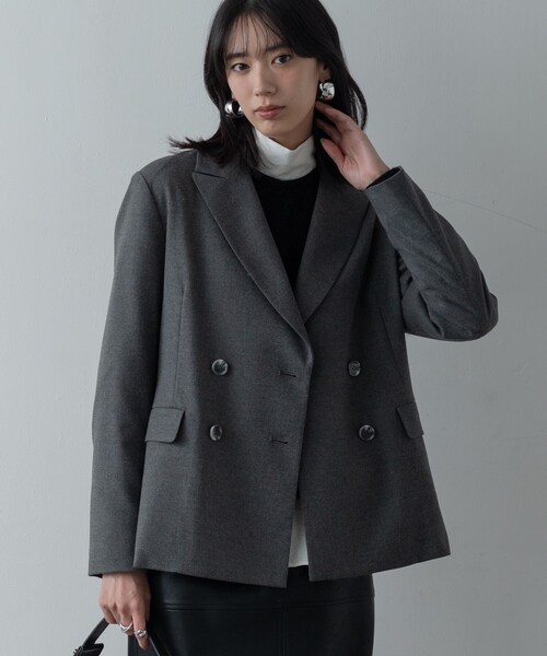 GALLEST(ギャレスト)の「Comfy SET UP|ダブルブレストジャケット【再入荷/セットアップ対応/通勤/カセット服】(テーラードジャケット・レディース・ダークグレー/ブラウン系/ブラック・36/38/40)」の21枚目の写真