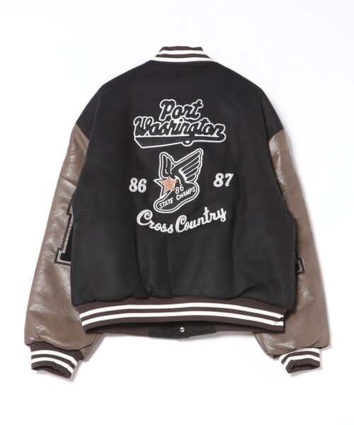 a.p.o.v. チェーンステッチ刺繍サガラワッペンウール＆合成皮革切替