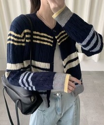 マルチボーダーニットカーディガン