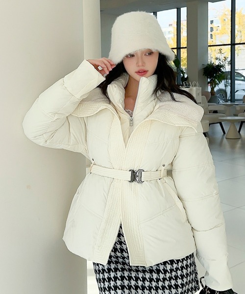 セール】【Jasmine】ウエストベルトダウンジャケット（ダウン