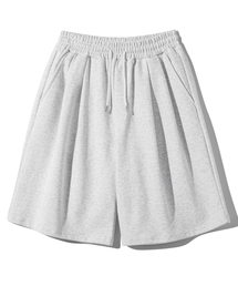 BASEMOMENT（ベースモーメント）の「ツーピンタックバミューダスウェットパンツホワイトメランジ（スウェットパンツ）」