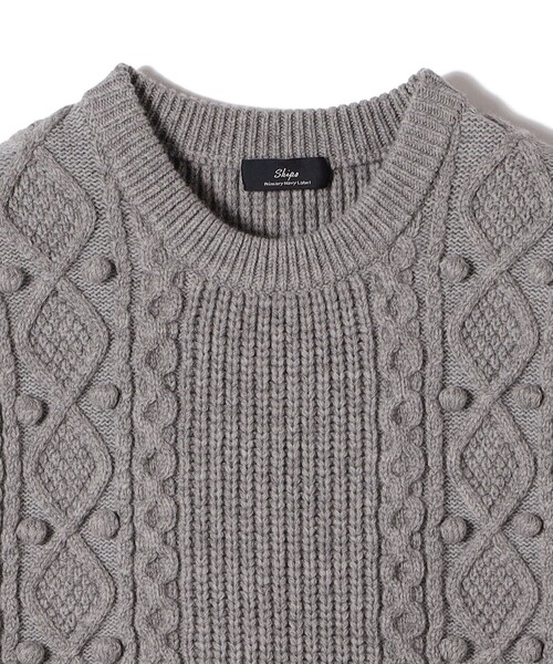 SHIPS(シップス)の「SHIPS Primary Navy Label:〈手洗い可能〉PON PON ケーブル ベスト(ベスト・レディース・グレー・ONE SIZE)」の3枚目の写真