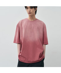 フェイデッドピグメントハーフTシャツ[ウォッシュドピンク]