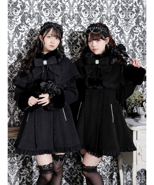 ゴシックフリルレースアップケープコート（その他アウター）｜NOEMIE