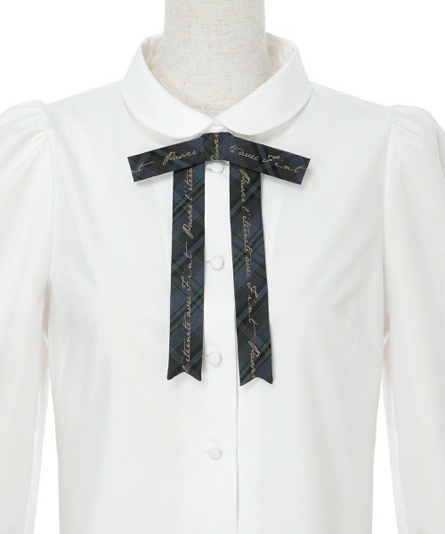 F i.n.t（フィント）の「チェックロゴリボンタイ付きブラウス（シャツ/ブラウス・レディース・ホワイト×グリーン/ライトベージュ・FREE）」の16枚目の写真