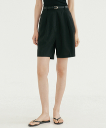 BLO LINEN HALF PANTS BLACK