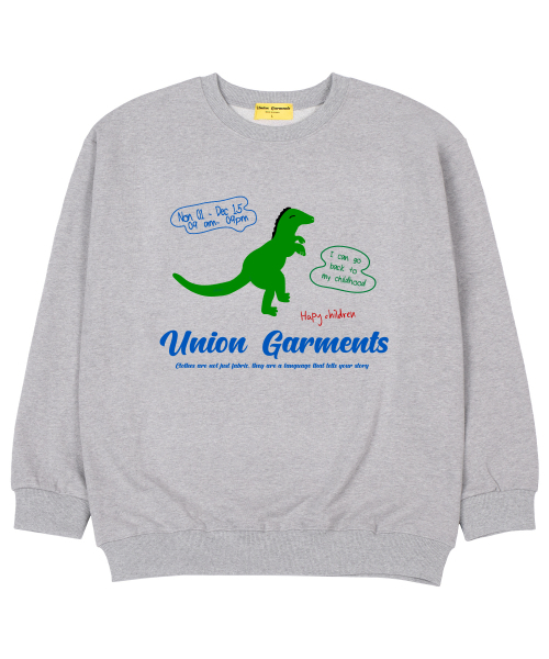 Union Garments(ユニオンガーメンツ)の「ダイノガーメンツ 裏毛 オーバーサイズ スウェットTシャツ グレー(スウェット・レディース・その他・MEDIUM/LARGE/X-LARGE/XX-LARGE)」の1枚目の写真