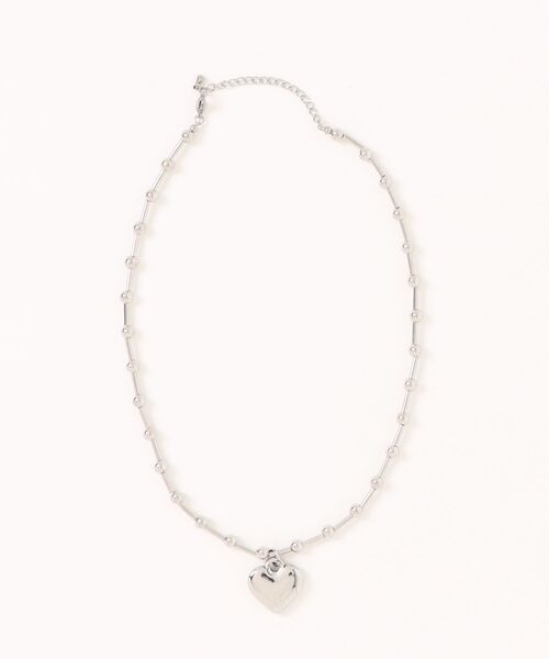 LOWRYS FARM（ローリーズファーム）の「ステンレスガラスハートネックレス　634082（ネックレス・レディース・ピンク/アイボリー/シルバー・FREE）」の3枚目の写真