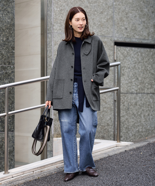 FRAMeWORK（フレームワーク）の「≪追加≫ハミルトンバルカラーミドルコート 4（グレー）（ステンカラーコート・レディース・チャコールグレー・36/38）」の2枚目の写真