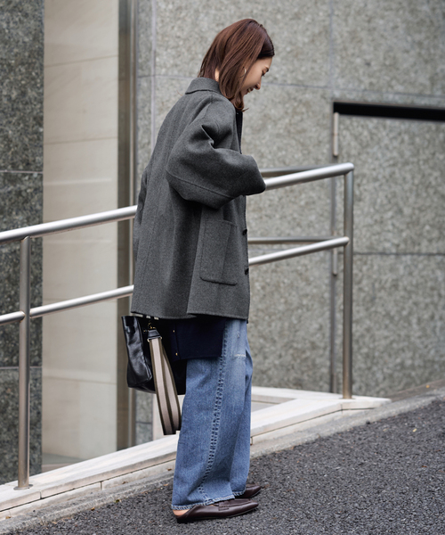 FRAMeWORK（フレームワーク）の「≪追加≫ハミルトンバルカラーミドルコート 4（グレー）（ステンカラーコート・レディース・チャコールグレー・36/38）」の4枚目の写真