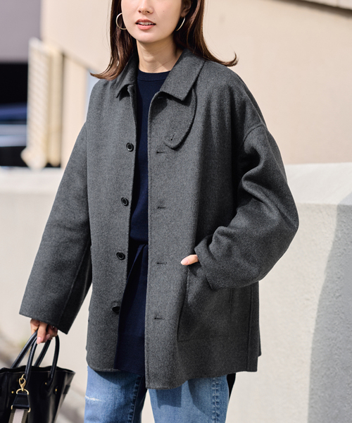 FRAMeWORK（フレームワーク）の「≪追加≫ハミルトンバルカラーミドルコート 4（グレー）（ステンカラーコート・レディース・チャコールグレー・36/38）」の6枚目の写真