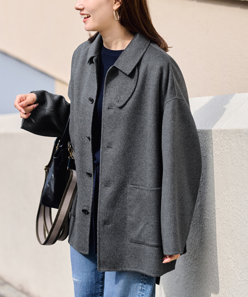 FRAMeWORK（フレームワーク）の「≪追加≫ハミルトンバルカラーミドルコート 4（グレー）（ステンカラーコート・レディース・チャコールグレー・36/38）」の7枚目の写真