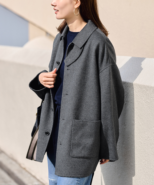 FRAMeWORK（フレームワーク）の「≪追加≫ハミルトンバルカラーミドルコート 4（グレー）（ステンカラーコート・レディース・チャコールグレー・36/38）」の8枚目の写真