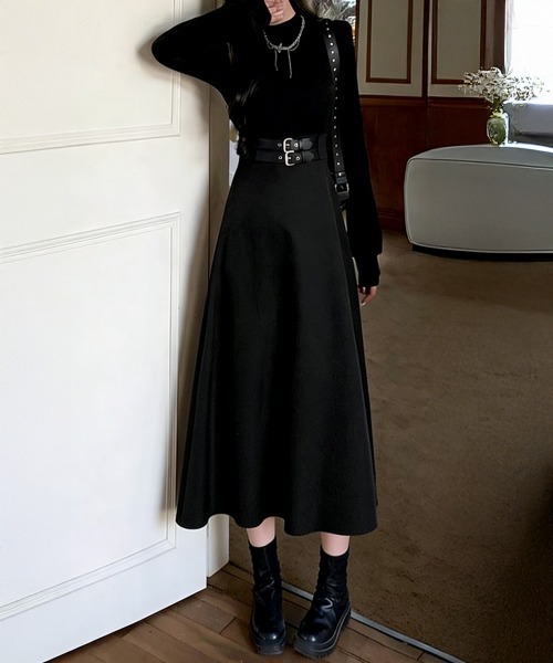 Miniministore(ミニミニストア)の「ベルト飾りロングワンピースウエストマーク(ワンピース・レディース・ブラック・L/M)」の4枚目の写真