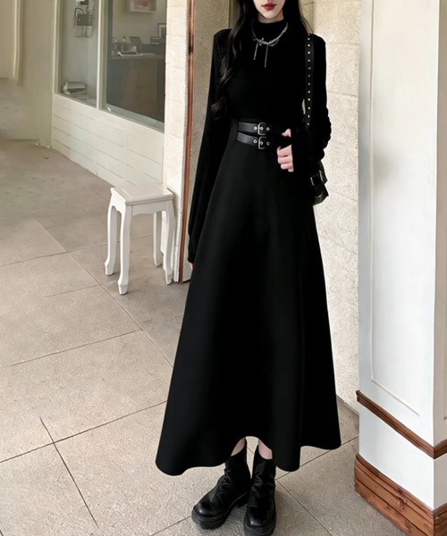 Miniministore(ミニミニストア)の「ベルト飾りロングワンピースウエストマーク(ワンピース・レディース・ブラック・L/M)」の5枚目の写真