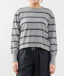 A_（エース）の「【A_/エース】コットンカシミアボーダーニット（ニット/セーター）」